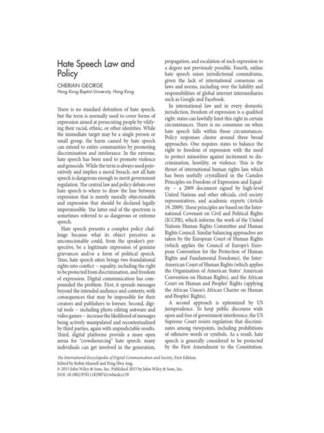 pdf free hate speech law open access Epub