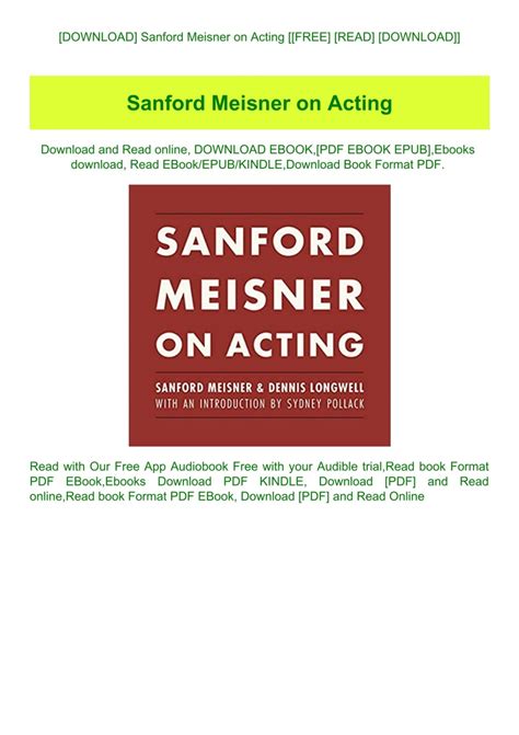 pdf free sanford meisner on acting Reader