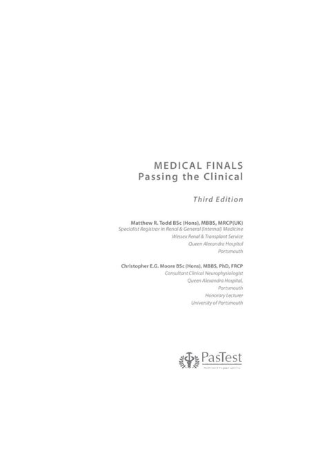 pdf medical finals passing the clinical pastest PDF