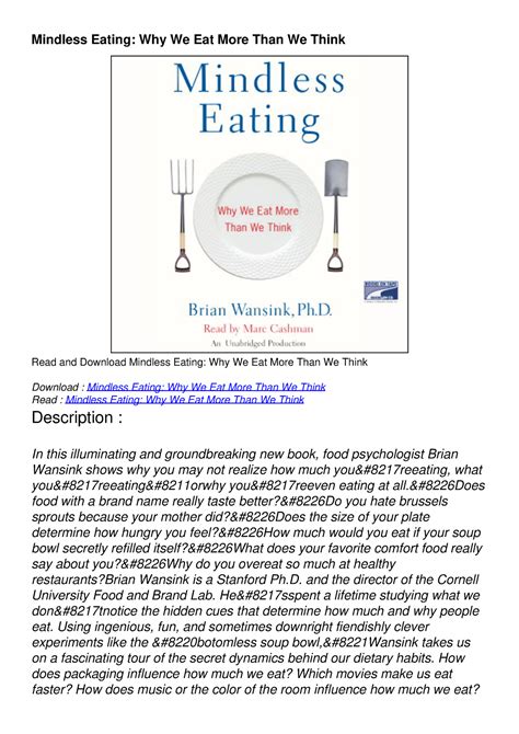 pdf mindless eating why we eat more PDF