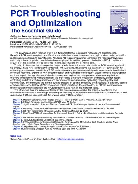 pdf pcr troubleshooting and optimization the essential guide Kindle Editon