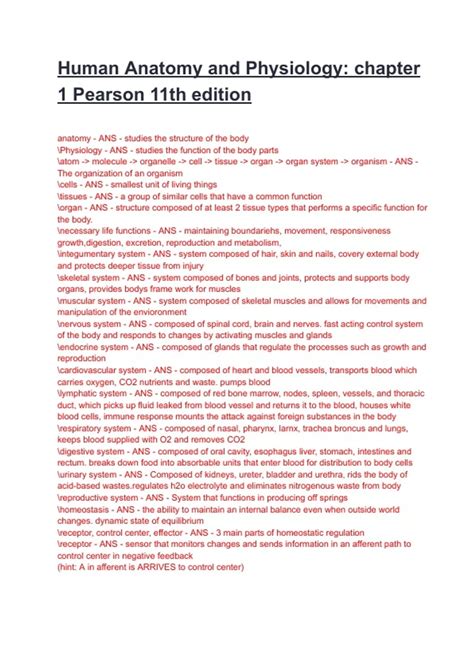 pearson anatomy and physiology chapter outline Reader