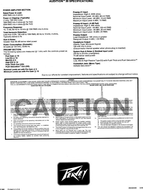 peavey audition user guide Doc