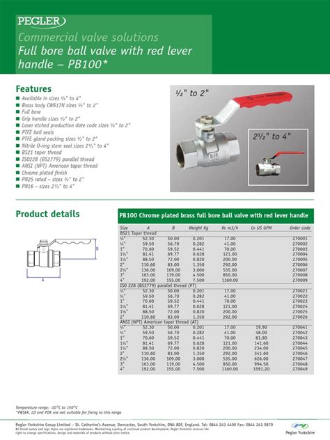 Pegler Ball Valves Catalogue