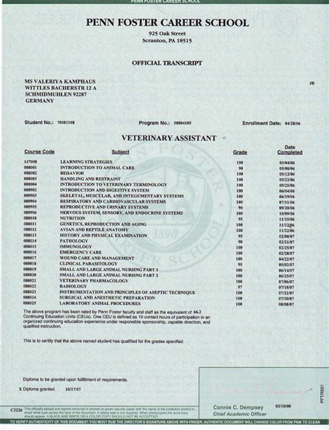 penn foster transcript