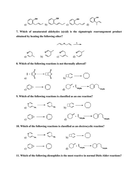 pericyclic reactions questions and answers PDF