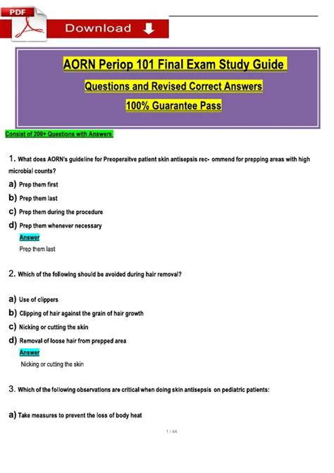 perioperative 101 exam study guide pdf PDF