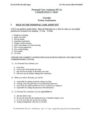 personal care assistant competency test answers georgia Epub