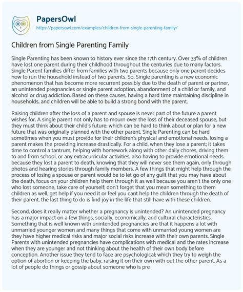 personal essay on single parenting Doc