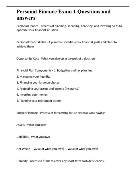 personal finance exam questions and answers Doc