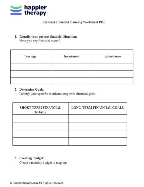 personal financial planning worksheet essays PDF