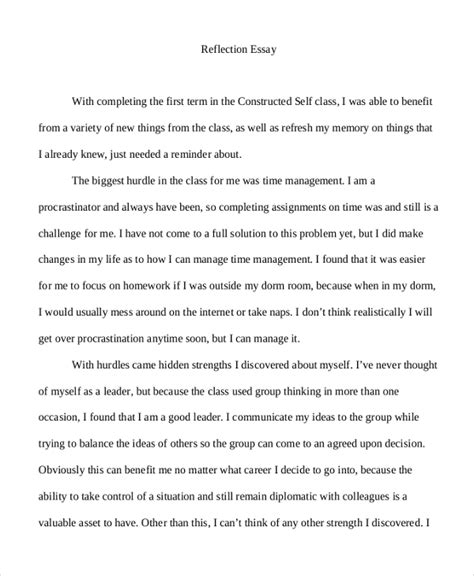 personal reflection essay sample PDF