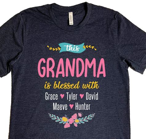 personalized grandma shirts with grandkids names