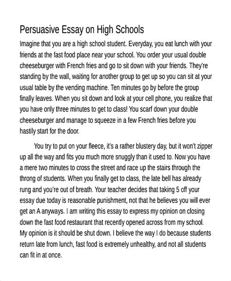 persuasive essay examples grade 9 PDF