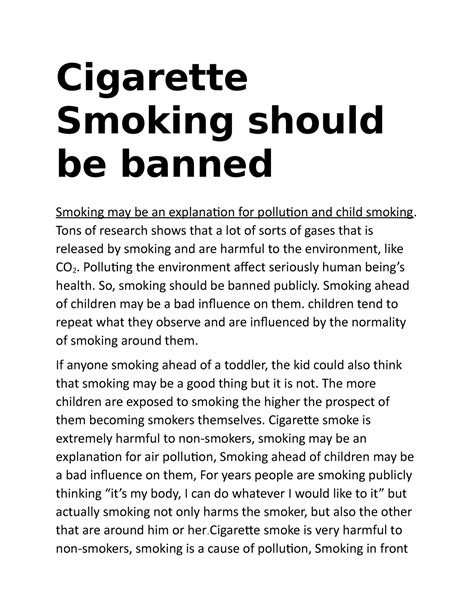 persuasive essay on banning smoking in public places Doc