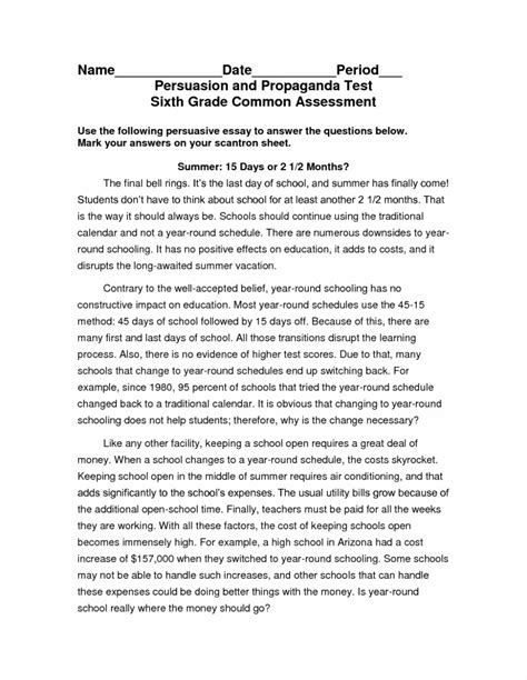 persuasive essay sixth grade Kindle Editon