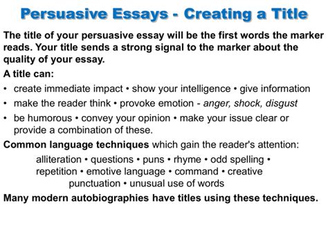 persuasive essay title generator Reader