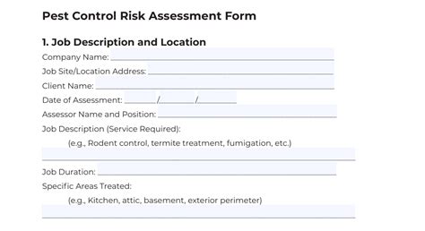 Pest Control Risk Assessment Template