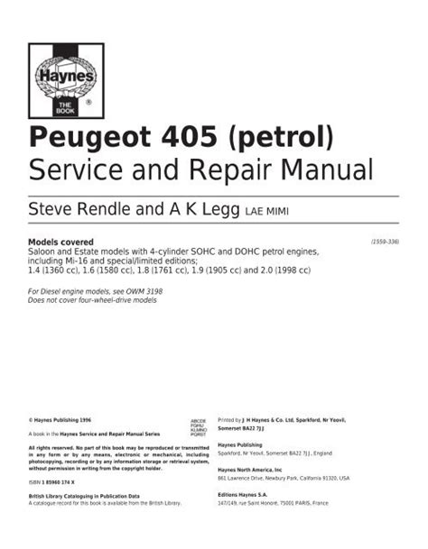 peugeot 405 service repair manual download Epub