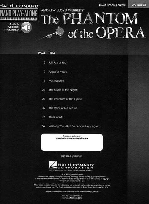phantom of the opera piano play along volume 83 Kindle Editon