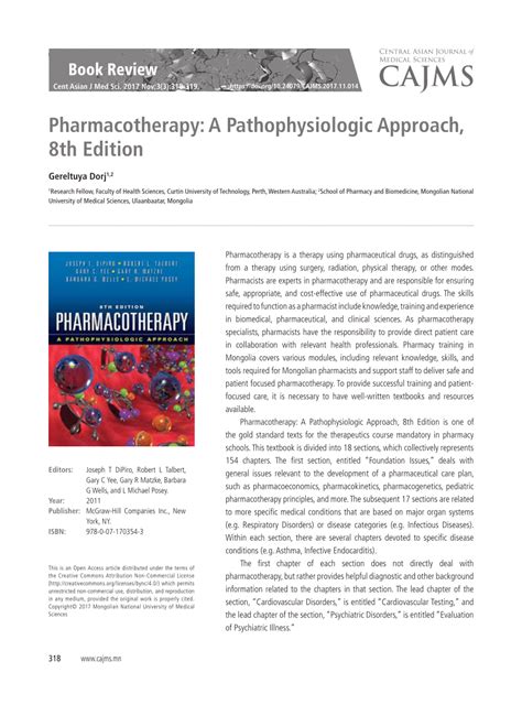 pharmacotherapy a pathophysiologic approach 8th edition pdf Doc