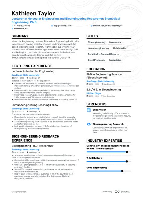 Phd Resume For Industry Template