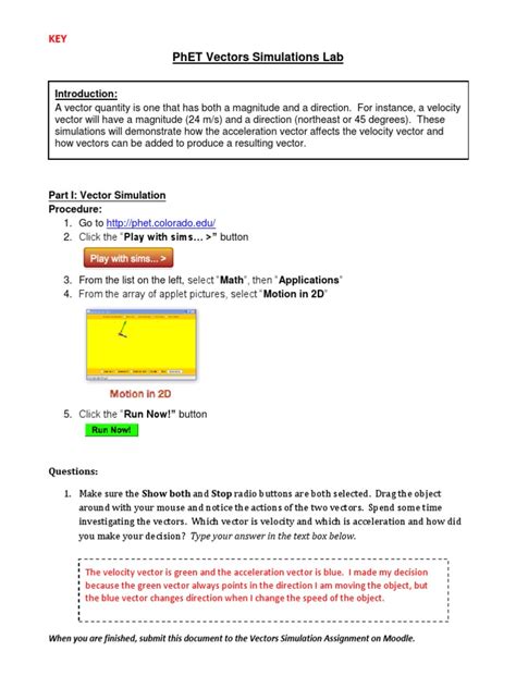 phet vectors simulations lab answer key Doc