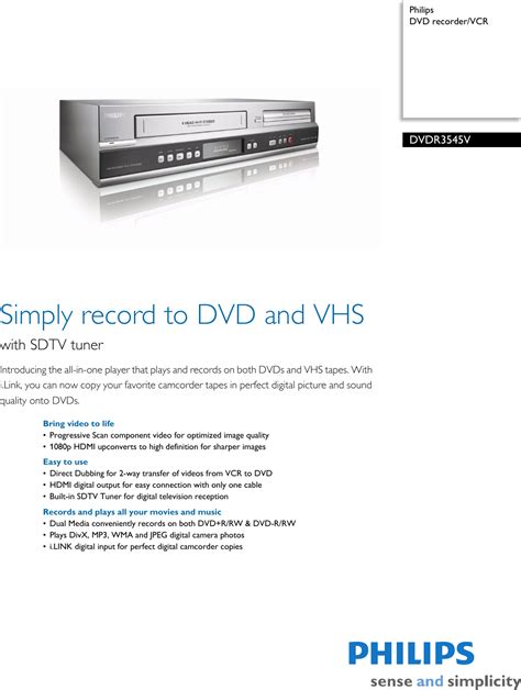 philips dvdr3545v user manual Reader