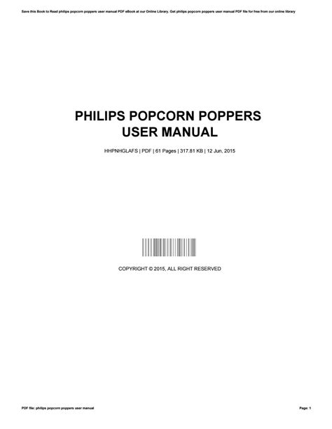 philips popcorn poppers user manual Epub