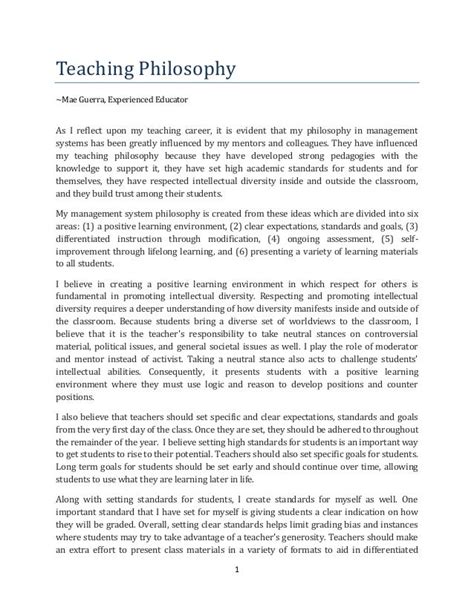 philosophy of teaching paper Reader