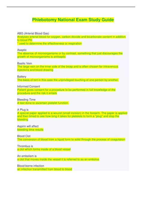 phlebotomy study guide for national exam PDF