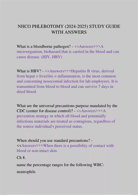phlebotomy study guide with answers Epub