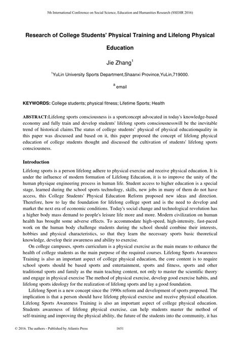 physical education research paper PDF