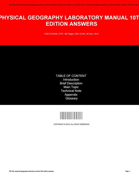 physical geography laboratory manual 10th edition answers Epub