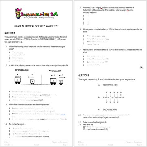 physical science control test no2 on 20 march 2014 and a memorandum PDF