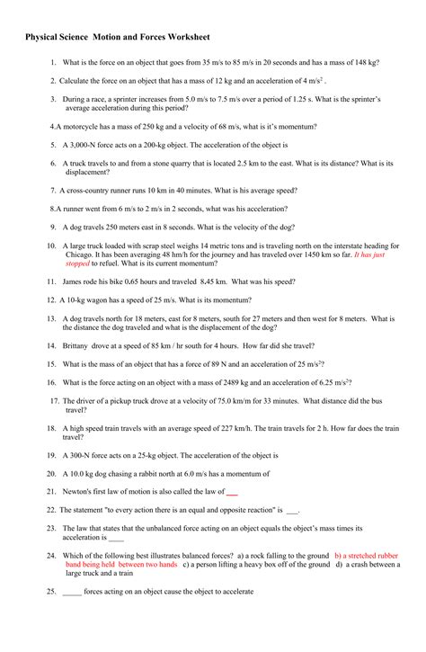 physical science motion and forces worksheet answers Reader