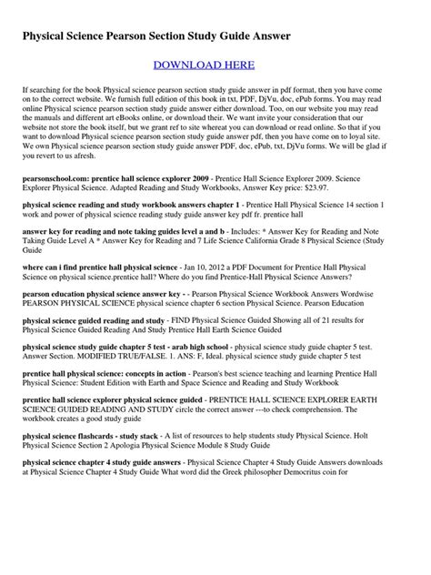 physical science pearson section study guide answer Doc