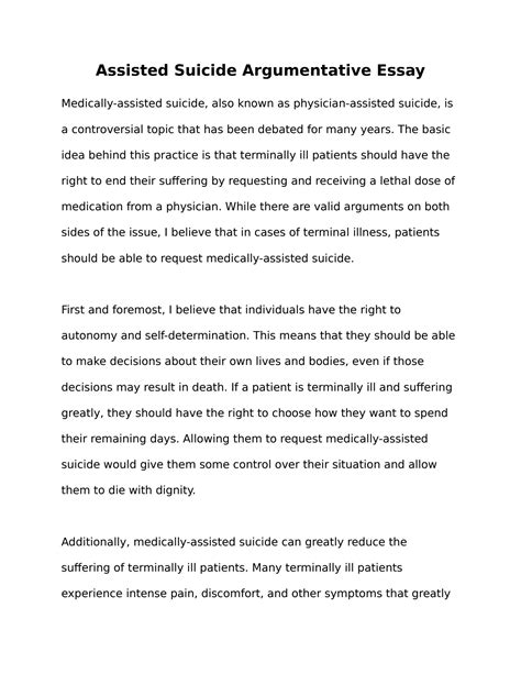 physician assisted suicide argumentative essay Doc