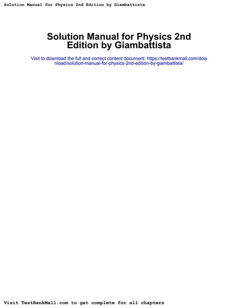 physics 2nd edition giambattista solutions manual Reader