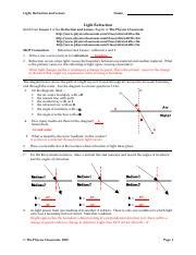 physics classroom light refraction and lenses answer key Doc