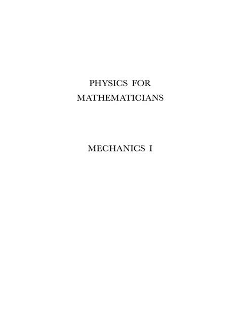 physics for mathematicians mechanics i Kindle Editon