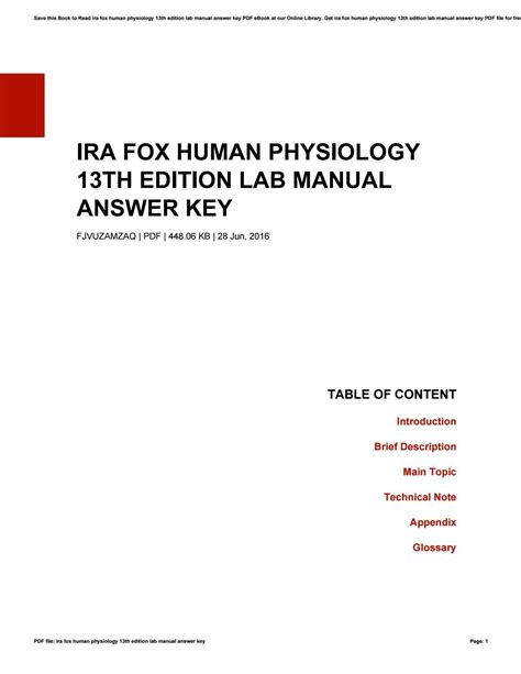 physiology fox 13th edition lab manual Kindle Editon