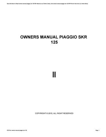 piaggio skr 125 user manual PDF