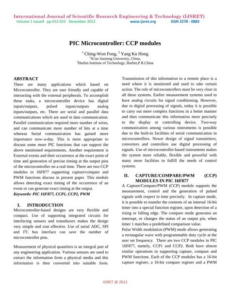 pic microcontroller ccp modules international journal of Epub