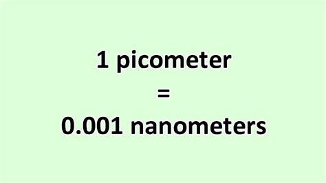 picometers to nanometers