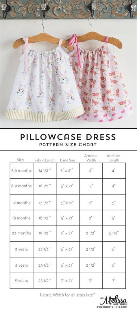 Pillowcase Dress Size Chart