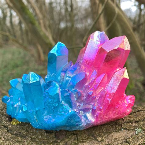 pink and blue crystals