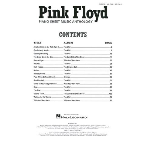 pink floyd anthology pianovocalchords Kindle Editon