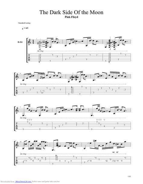 pink floyd dark side of the moon guitar tab folio PDF