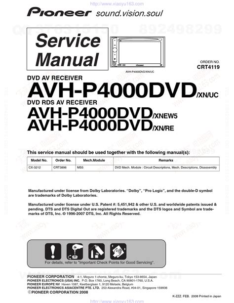 pioneer avh p4000dvd service manual Epub